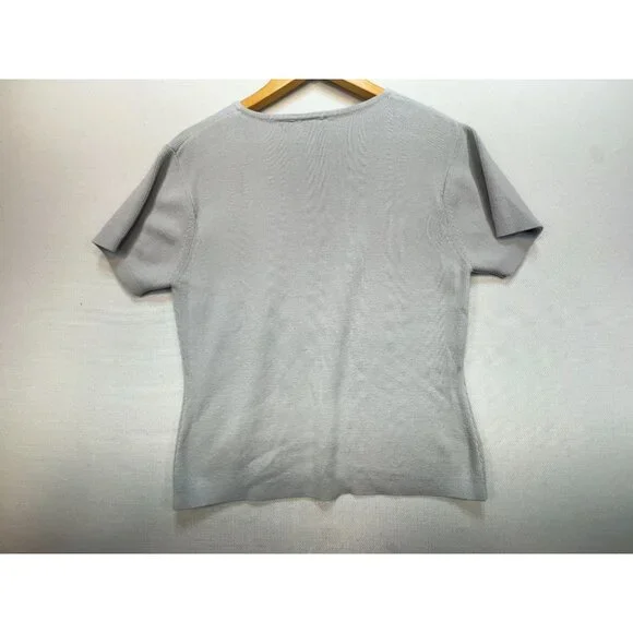 Vintage Tailor B. Moss Womens Knit Short Sleeve T-Shirt Sze L Gray Casual Summer - Picture 8 of 10